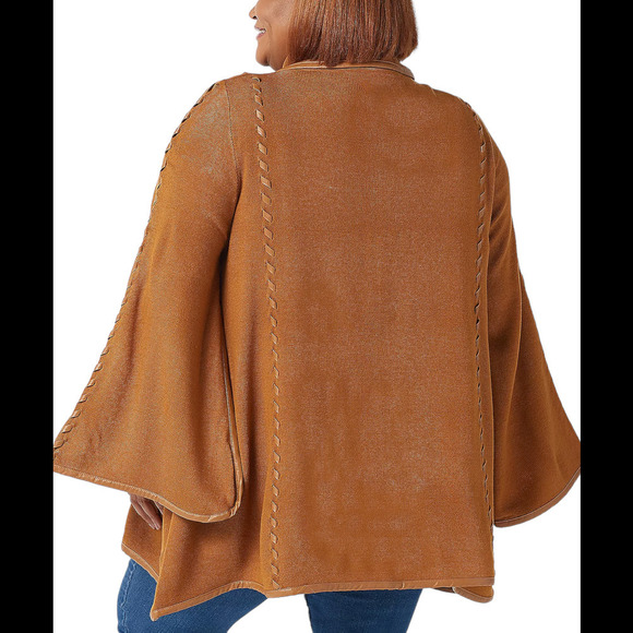Patricia Nash Knit Cape with Whipstitch Detail Camel - Regular - Picture 2 of 2